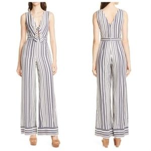 NEW Alice + Olivia Striped High Waisted Cutout Wide Leg Jumpsuit